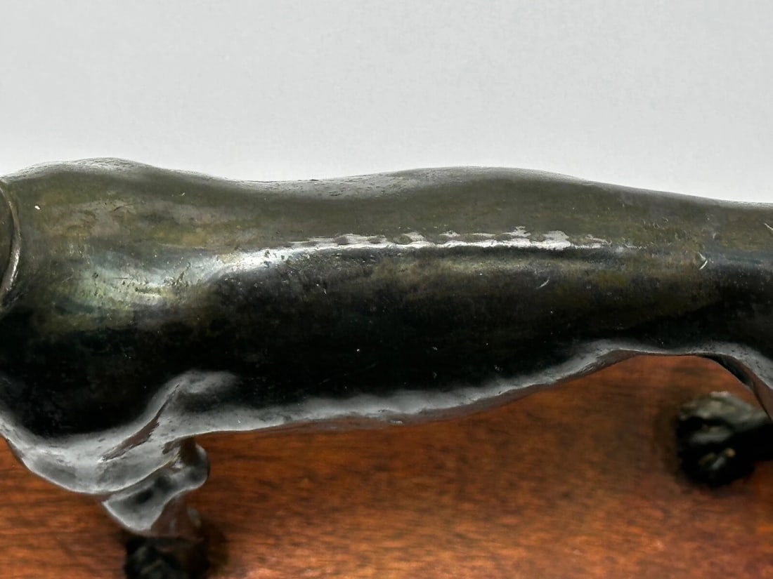 Small British Art Deco Sporting Prized Racing Greyhound Stud Bronze Sculpture - 9