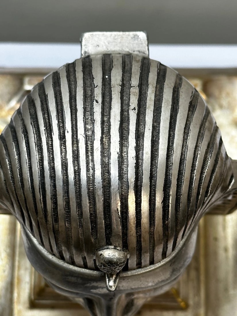 Small 19th Century Victorian Silver Plate Inkwell Form Head Of Egyptian Pharaoh - 8