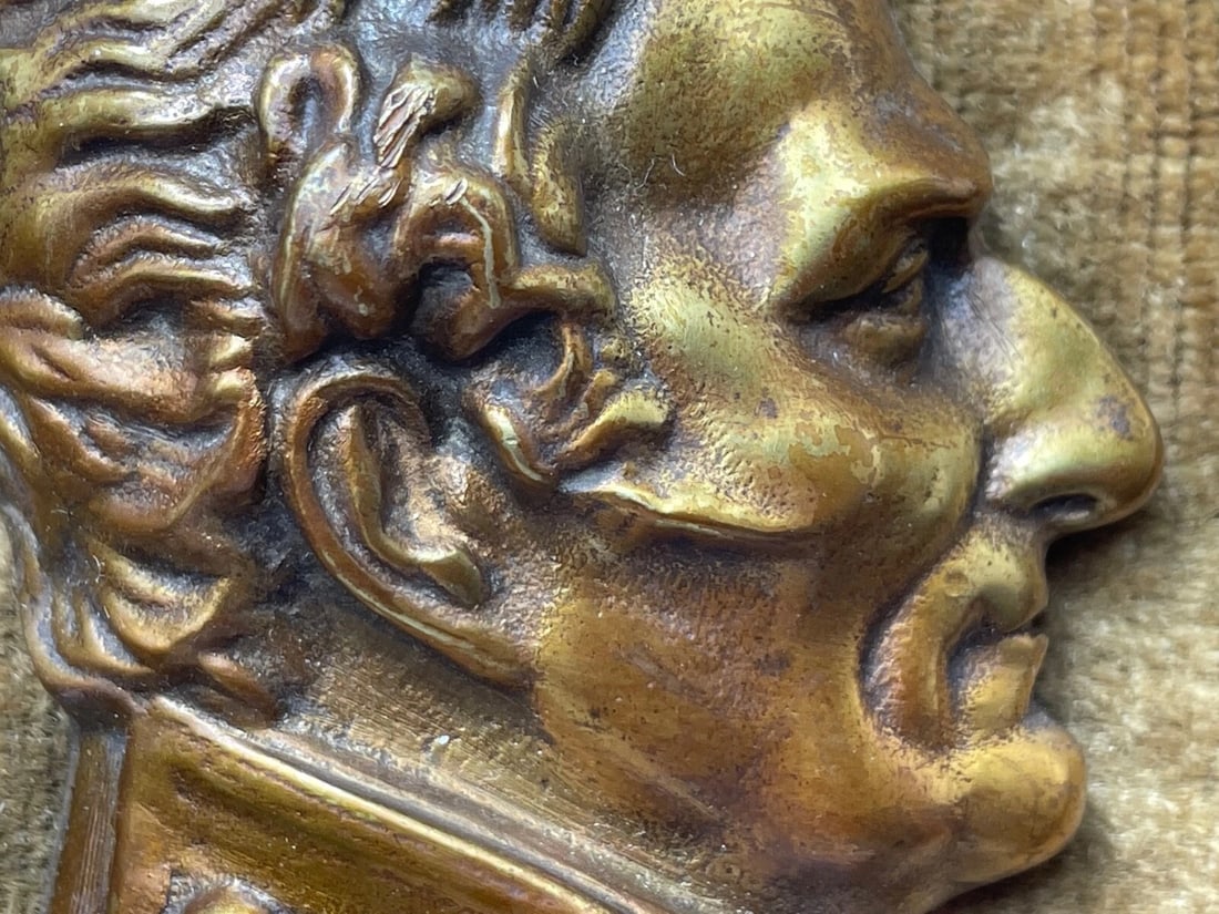 Decorative Early Victorian Gilded Ormolu Bronze Portrait Duke Wellington Plaque - 5