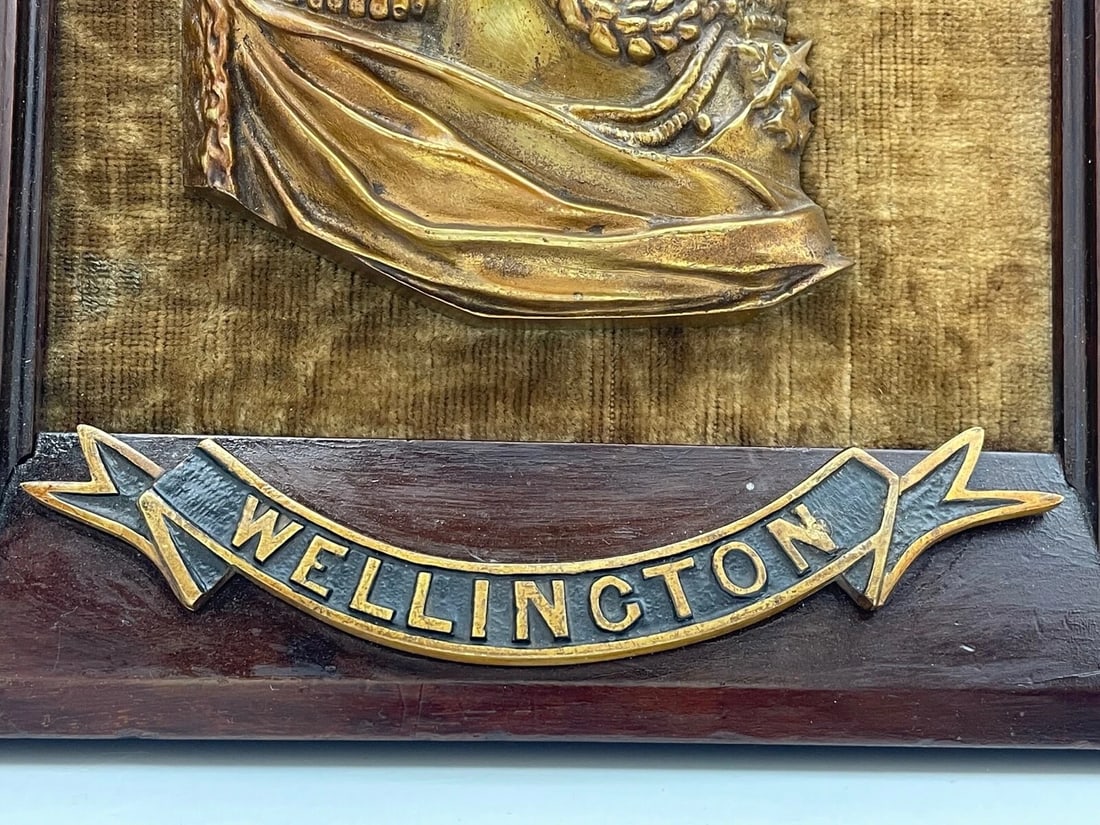 Decorative Early Victorian Gilded Ormolu Bronze Portrait Duke Wellington Plaque - 8