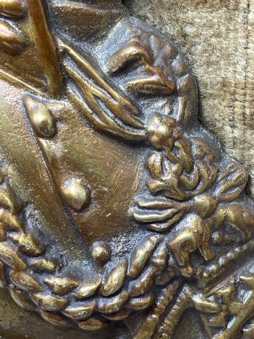 Decorative Early Victorian Gilded Ormolu Bronze Portrait Duke Wellington Plaque - 9