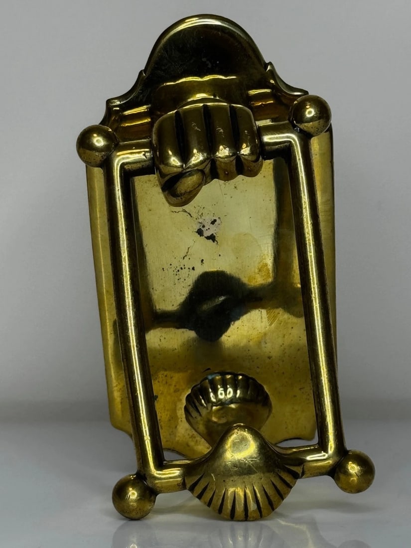 Brass Doctor’s Door Knocker Hand Holding Bar & Scallop Shell Near Highgrove - 3