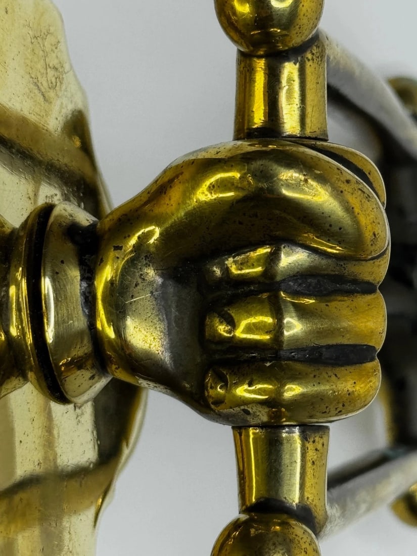 Brass Doctor’s Door Knocker Hand Holding Bar & Scallop Shell Near Highgrove - 6