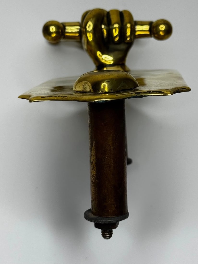 Brass Doctor’s Door Knocker Hand Holding Bar & Scallop Shell Near Highgrove - 9