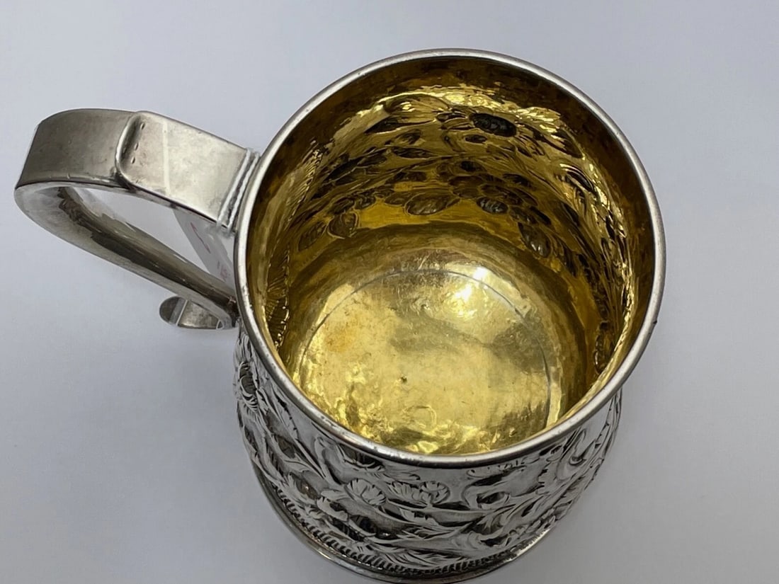 18th Century Sterling Silver Gilded Tankard C1774 By John Langlands Newcastle - 4