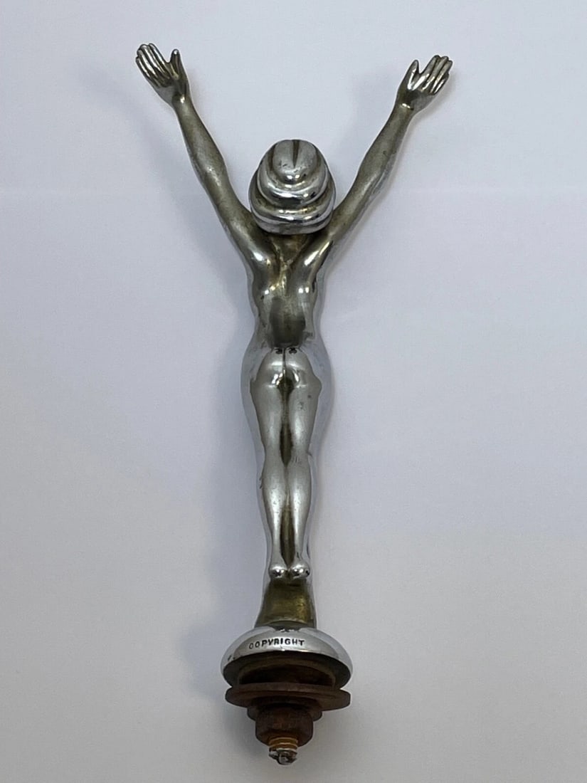 British Art Deco Original Nubile Chrome Classic Car Diving Lady Mascot Sculpture - 2