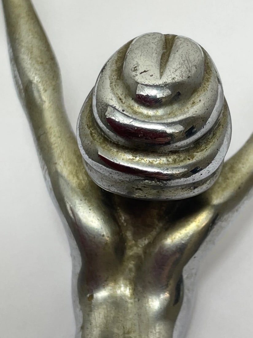 British Art Deco Original Nubile Chrome Classic Car Diving Lady Mascot Sculpture - 6