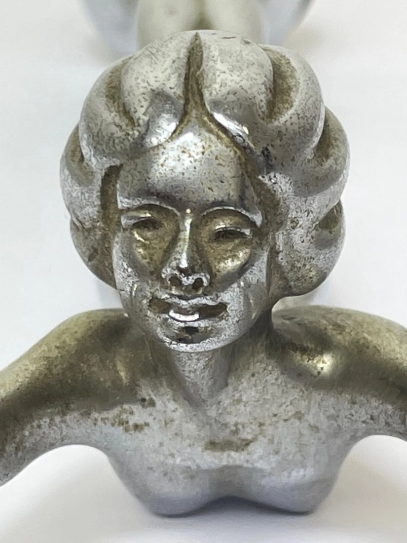 British Art Deco Original Nubile Chrome Classic Car Diving Lady Mascot Sculpture - 8