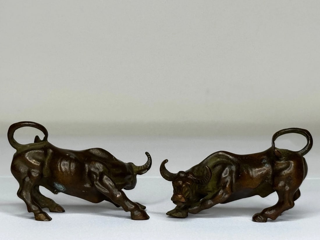Miniature Set Chinese Qing Dynasty Bronze Water Buffalo Sculptures 19th Century - 4
