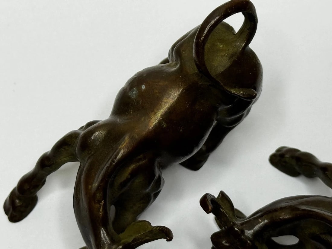 Miniature Set Chinese Qing Dynasty Bronze Water Buffalo Sculptures 19th Century - 6