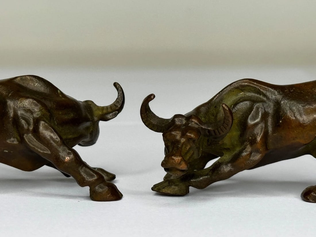 Miniature Set Chinese Qing Dynasty Bronze Water Buffalo Sculptures 19th Century - 8