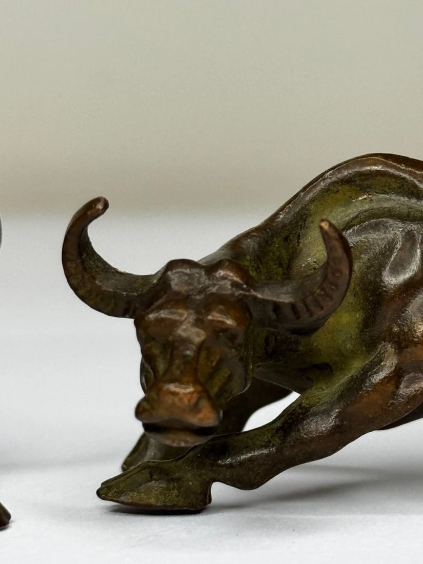 Miniature Set Chinese Qing Dynasty Bronze Water Buffalo Sculptures 19th Century - 9