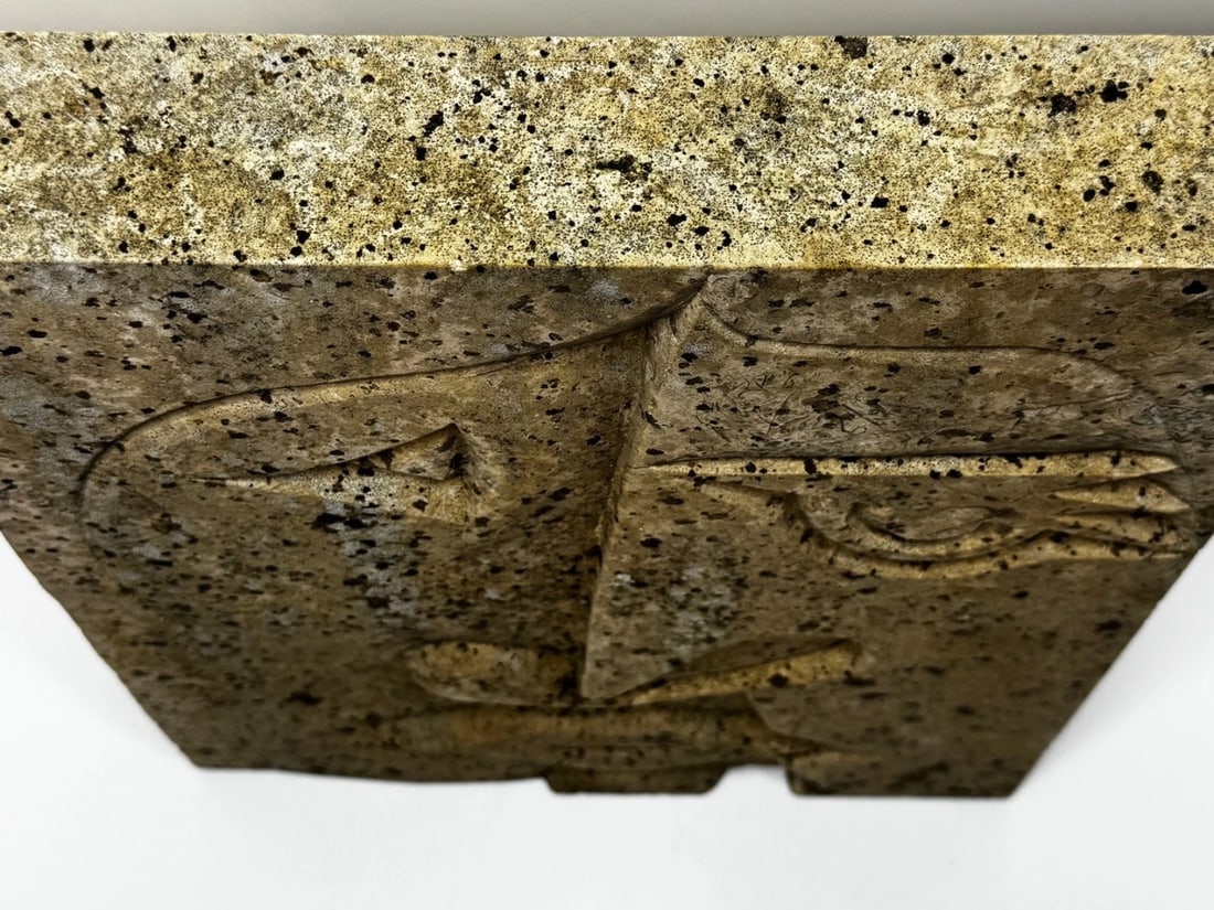 Modernist Cubist Stone Face Relief In the Manner of Picasso & John Milne School - 4
