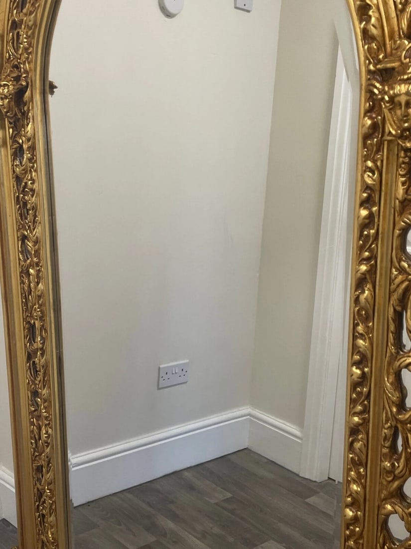 HUGE 193cm French Gilt Rococo Wall Mirror – Sphinx Masks, Napoleon III Style - 11