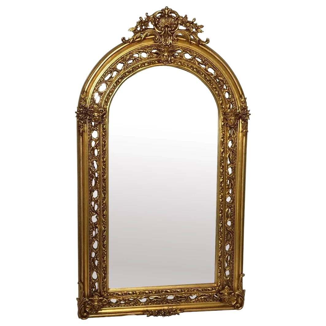 HUGE 193cm French Gilt Rococo Wall Mirror – Sphinx Masks, Napoleon III Style (1 of 12)