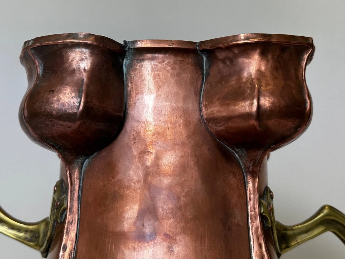 Art Nouveau 19th Century Copper With Brass Handles Floral Tulips Garden Planter - 6