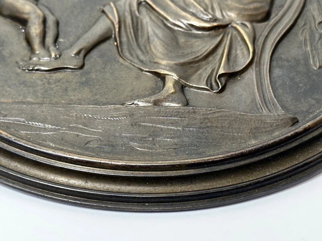 19th Century Coalbrookdale Bronze Circular Plaque Mother Holding Her Child - 19