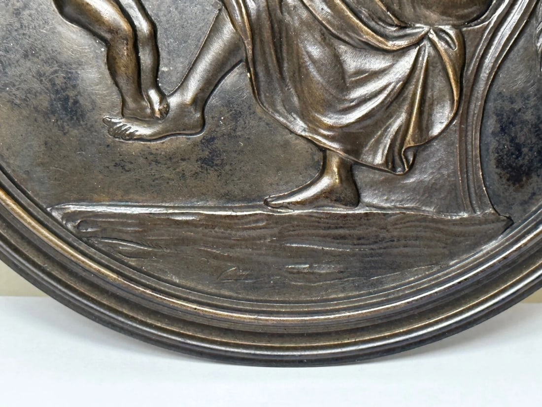 19th Century Coalbrookdale Bronze Circular Plaque Mother Holding Her Child - 6