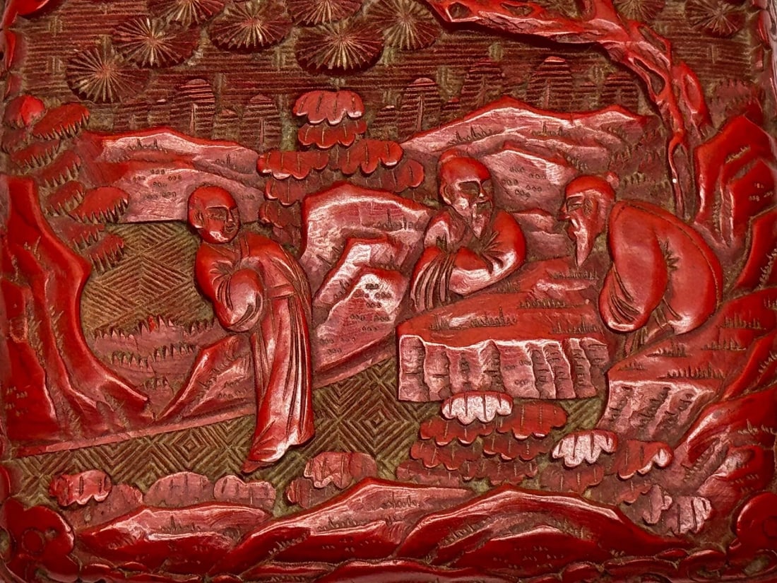 Trinket Box Chinese Qing Dynasty 19th Century Cinnabar Lacquered Enamel Small - 5