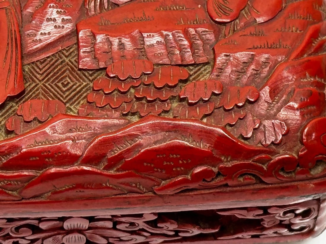 Trinket Box Chinese Qing Dynasty 19th Century Cinnabar Lacquered Enamel Small - 9