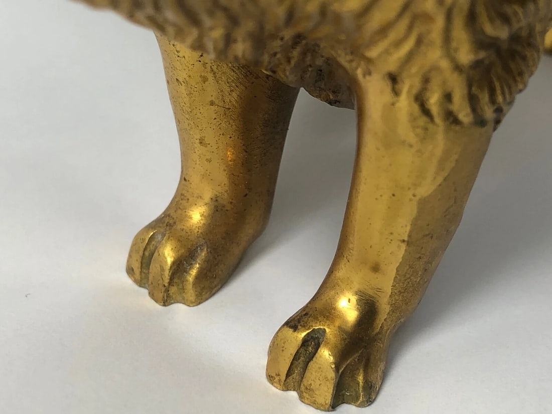 Antique Art Deco Gilt Bronze Spitz Dog Animal Car Mascot Signed A G Ward - 8