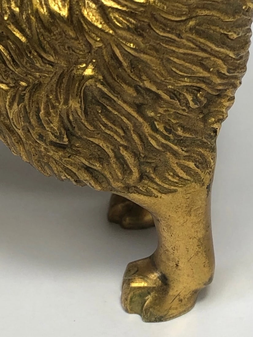 Antique Art Deco Gilt Bronze Spitz Dog Animal Car Mascot Signed A G Ward - 9
