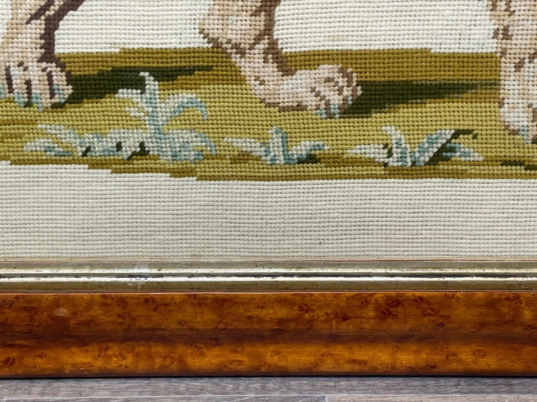 Beautiful Fine Artwork Victorian 19th Century Woolwork Standing Lion Tapestry - 3