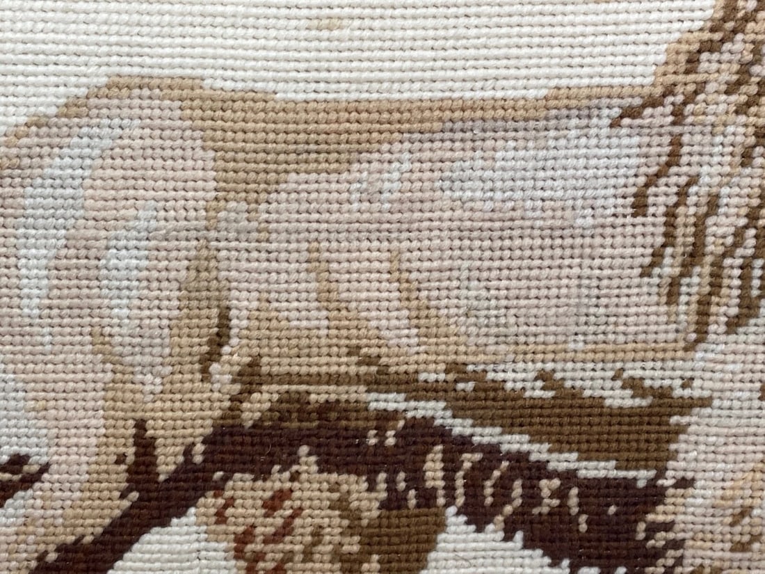 Beautiful Fine Artwork Victorian 19th Century Woolwork Standing Lion Tapestry - 6