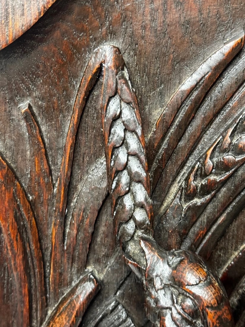 Exceptional Victorian Carved Hunting Panel Pugin Design Grouse in Wetlands - 10