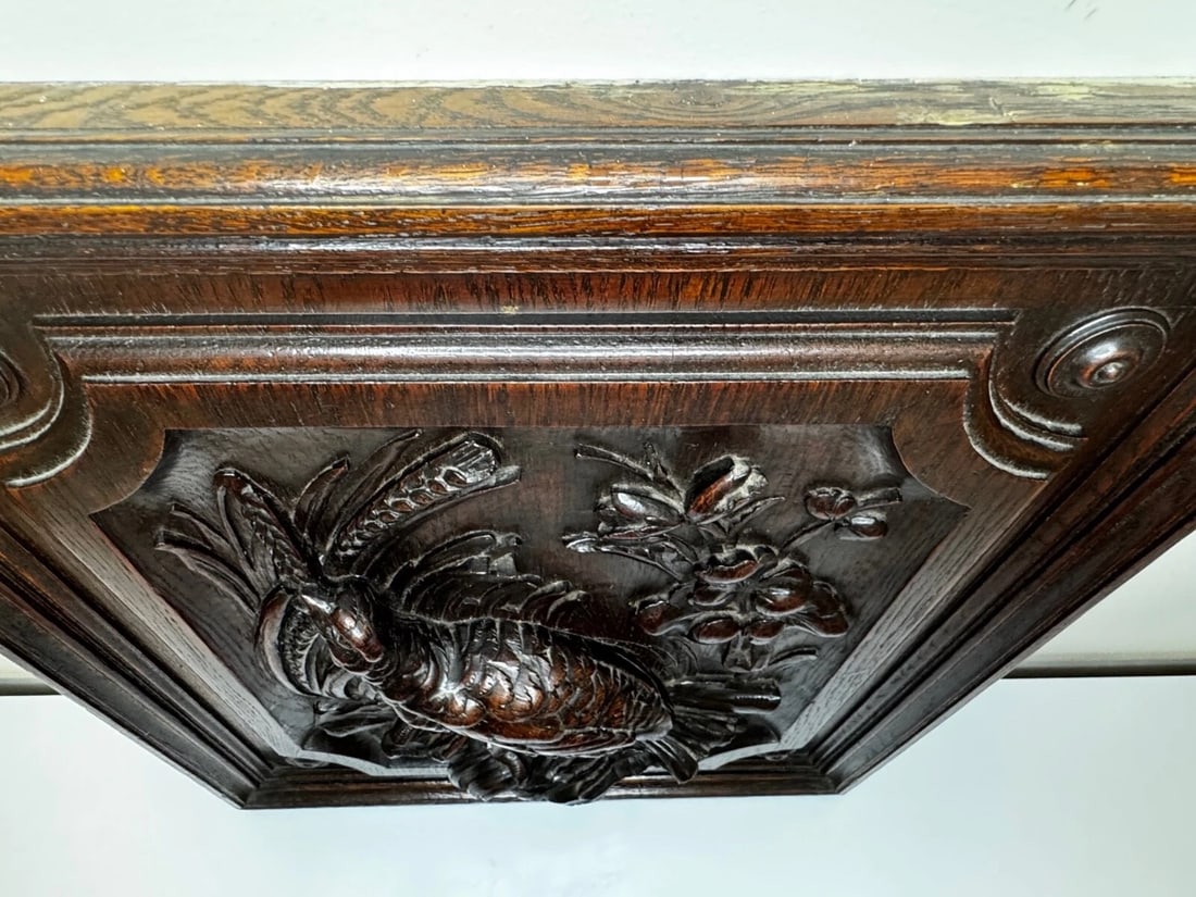 Exceptional Victorian Carved Hunting Panel Pugin Design Grouse in Wetlands - 12