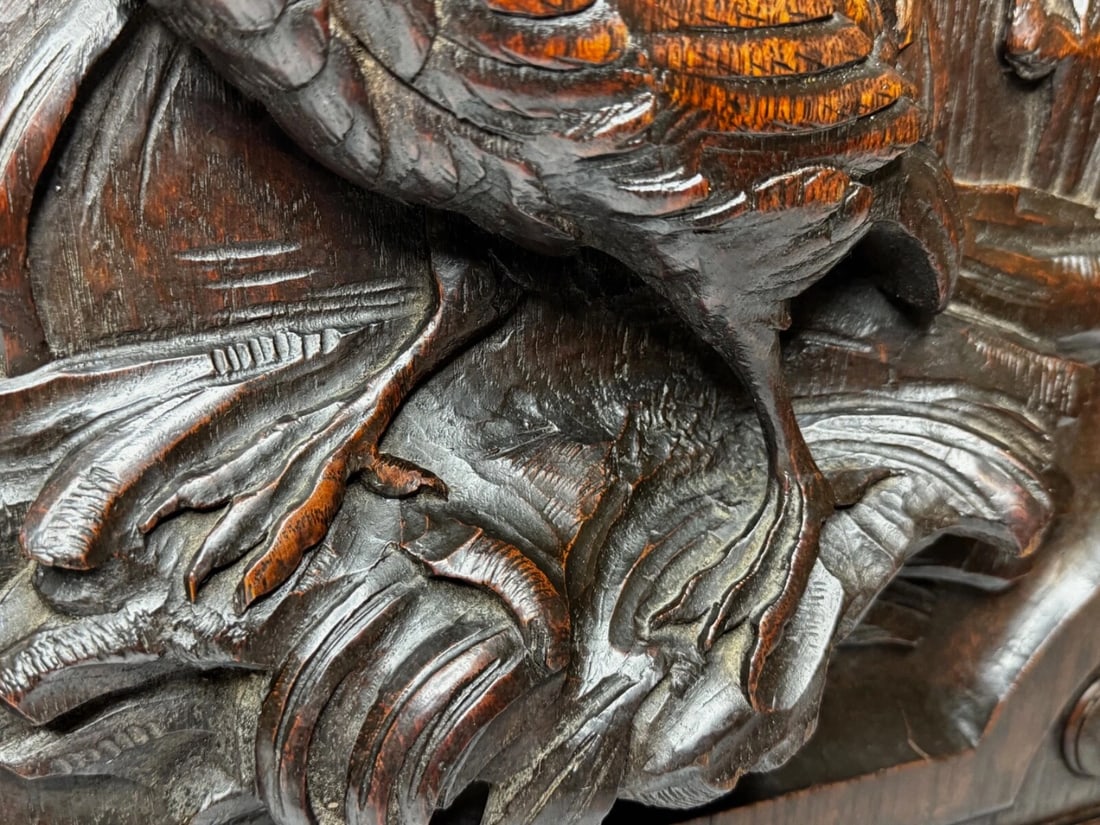 Exceptional Victorian Carved Hunting Panel Pugin Design Grouse in Wetlands - 13