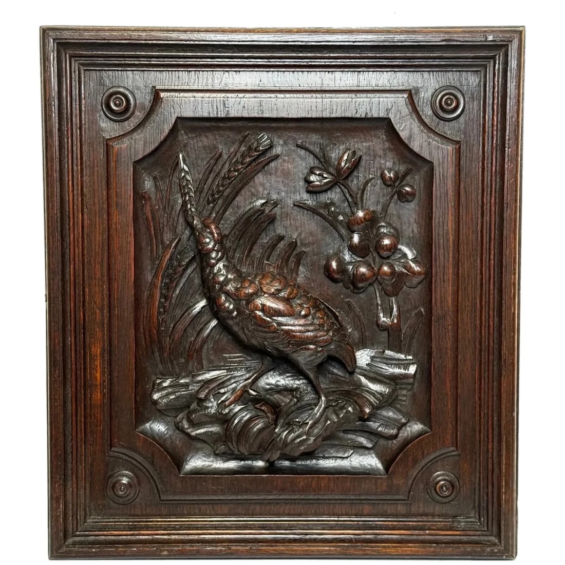 Exceptional Victorian Carved Hunting Panel Pugin Design Grouse in Wetlands (1 of 20)