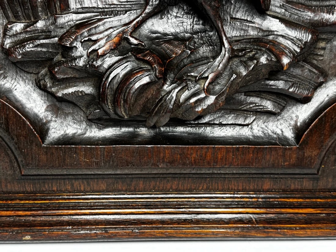 Exceptional Victorian Carved Hunting Panel Pugin Design Grouse in Wetlands - 5