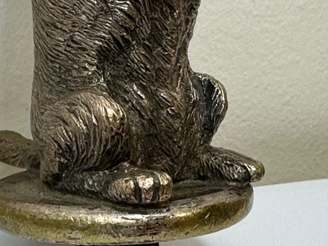 Small Antique Asprey Bronze Begging Scottie Dog Caesar Classic Car Mascot - 11