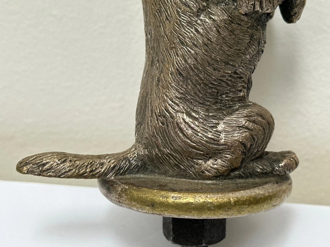 Small Antique Asprey Bronze Begging Scottie Dog Caesar Classic Car Mascot - 12