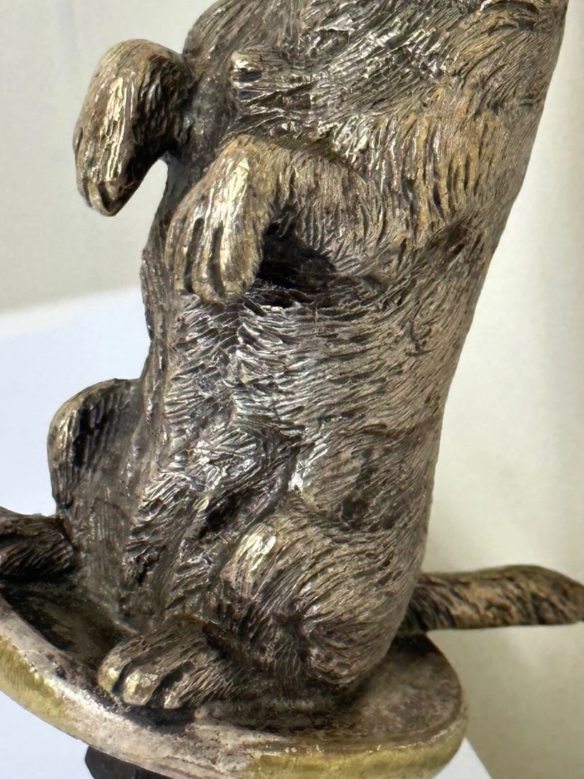 Small Antique Asprey Bronze Begging Scottie Dog Caesar Classic Car Mascot - 13