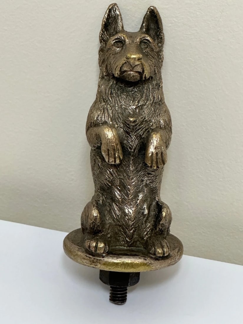 Small Antique Asprey Bronze Begging Scottie Dog Caesar Classic Car Mascot - 15