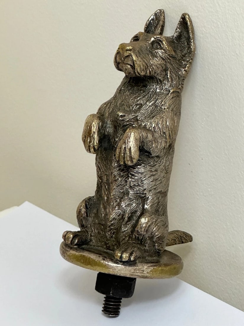 Small Antique Asprey Bronze Begging Scottie Dog Caesar Classic Car Mascot - 17
