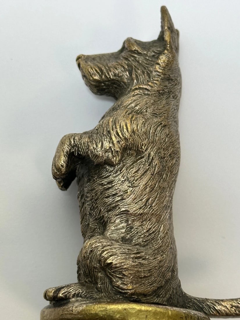 Small Antique Asprey Bronze Begging Scottie Dog Caesar Classic Car Mascot - 3