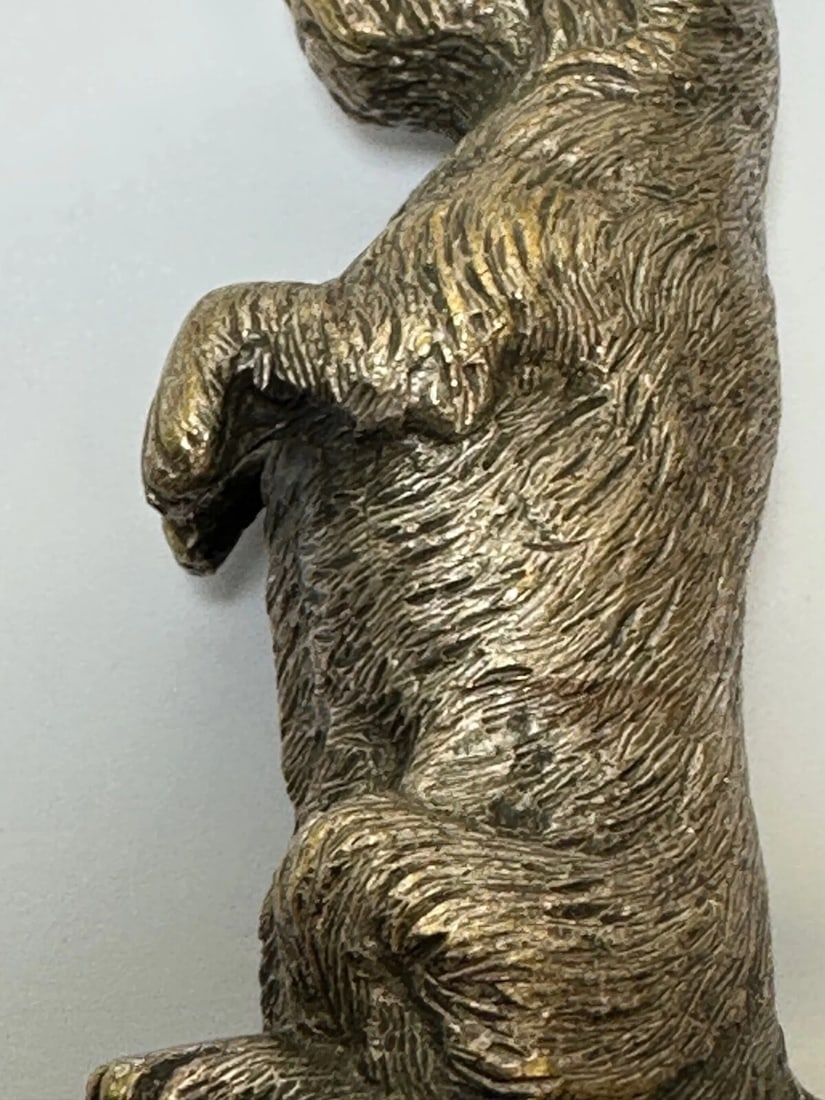 Small Antique Asprey Bronze Begging Scottie Dog Caesar Classic Car Mascot - 4