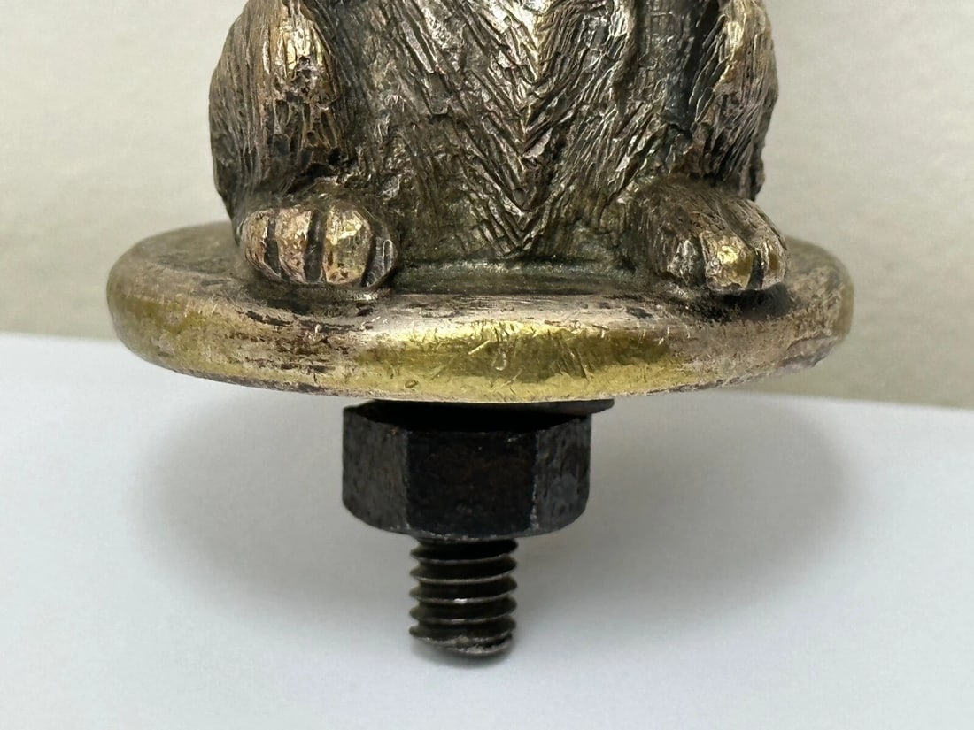 Small Antique Asprey Bronze Begging Scottie Dog Caesar Classic Car Mascot - 6