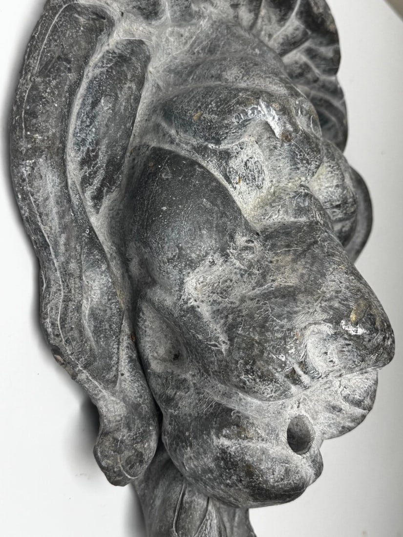 British Victorian Renaissance Revival Lead Lion Fountain Spout Finial Sculpture - 7
