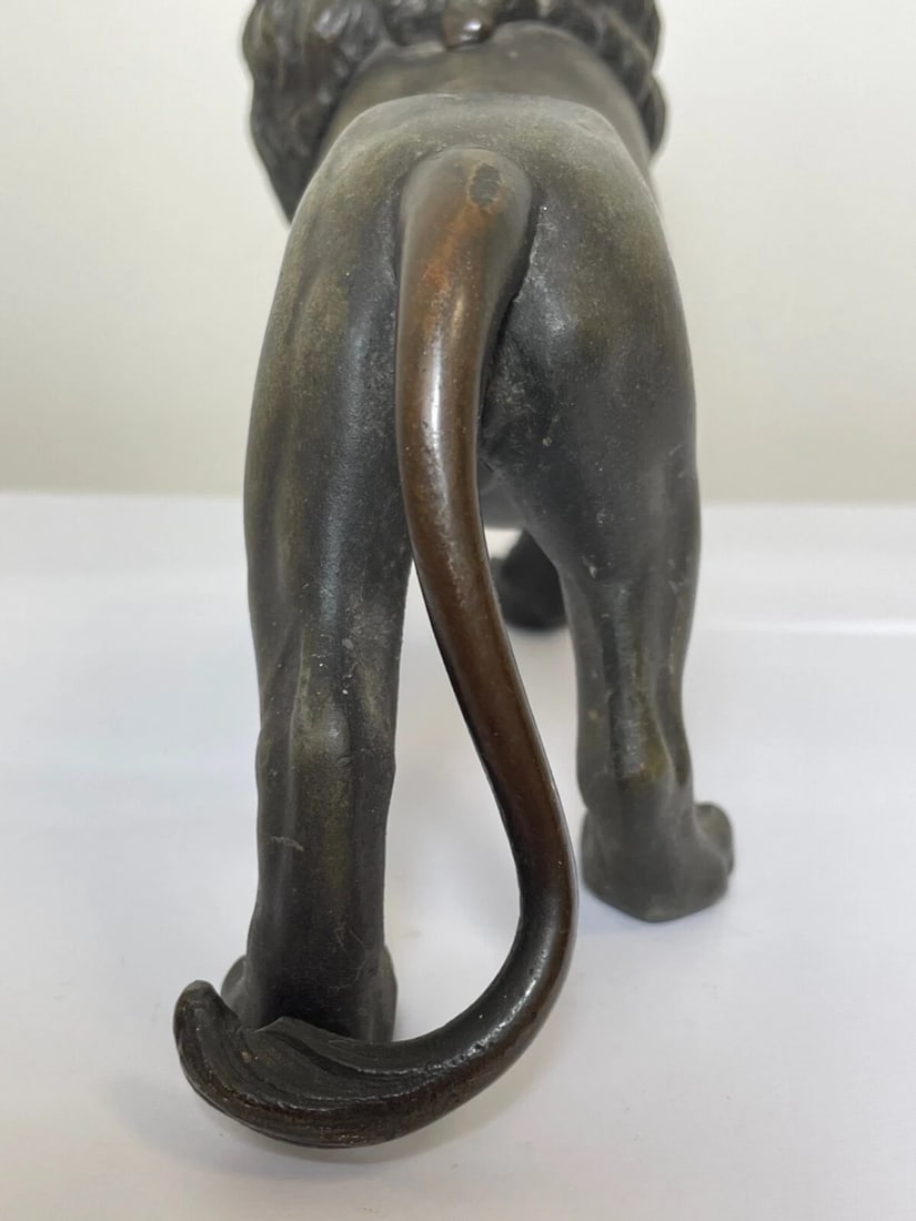 Impressive Antique Victorian Bronze Small Model Lion Sculpture - 10
