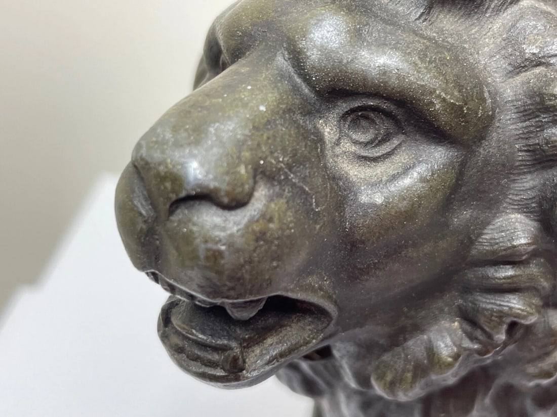 Impressive Antique Victorian Bronze Small Model Lion Sculpture - 16