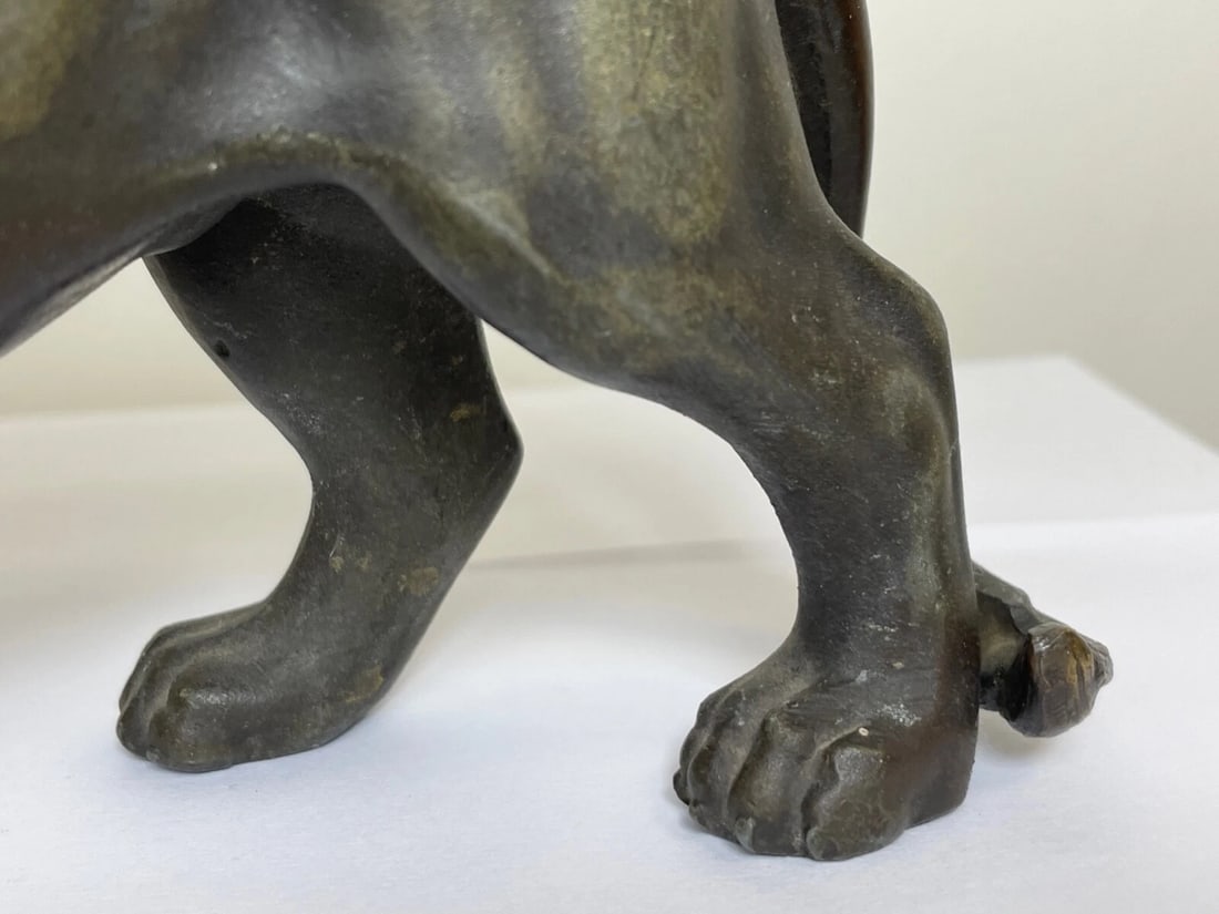 Impressive Antique Victorian Bronze Small Model Lion Sculpture - 6