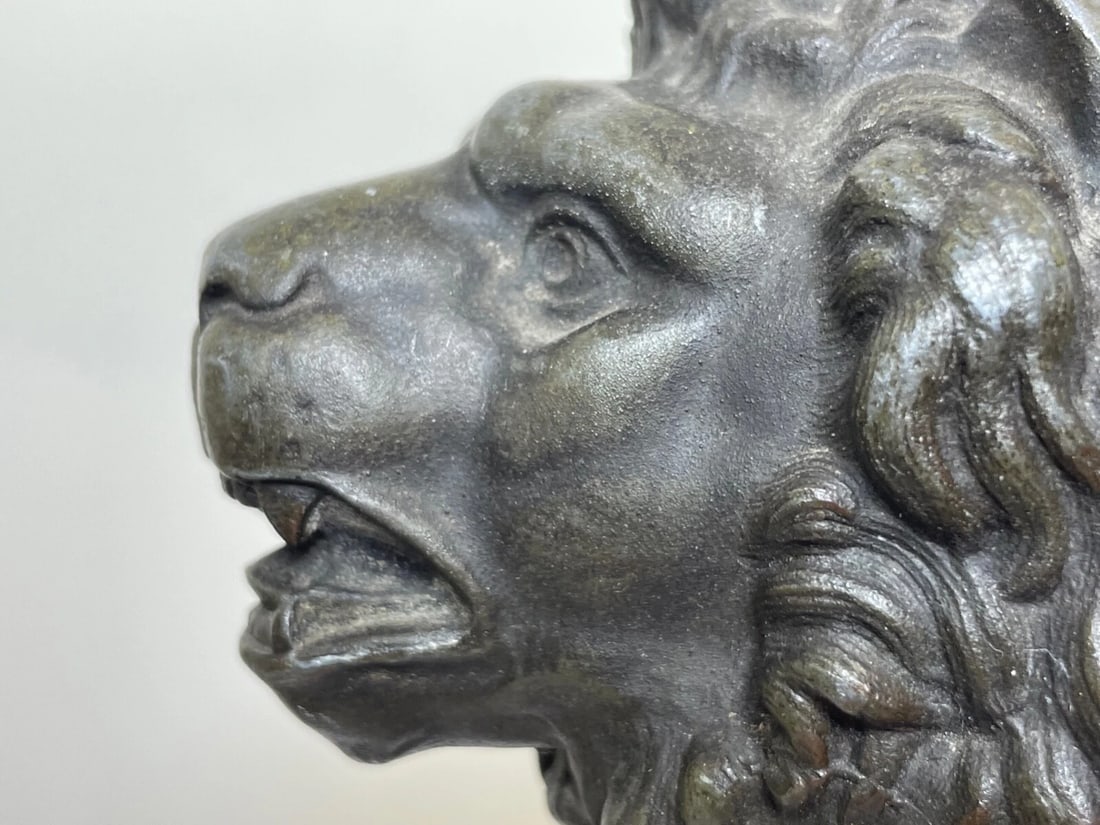 Impressive Antique Victorian Bronze Small Model Lion Sculpture - 7