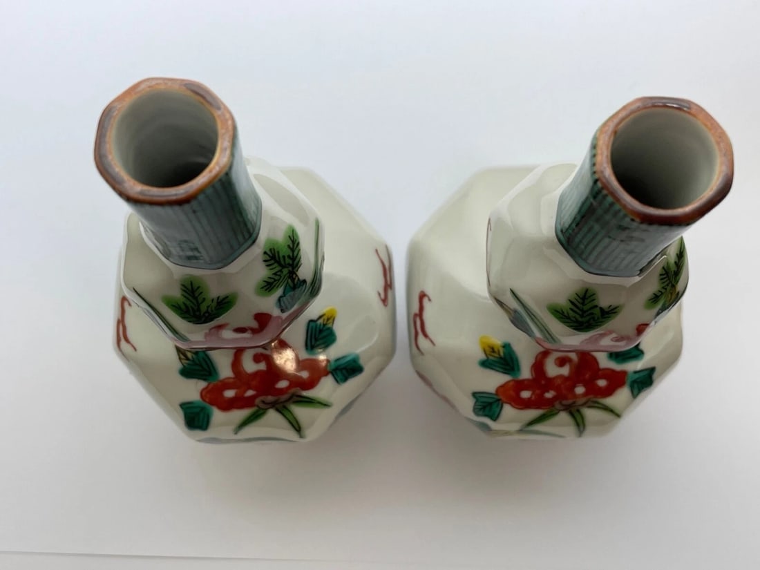 Pair Fine Antique 19th Century Japanese Meiji Double Gourd Porcelain Vases - 10