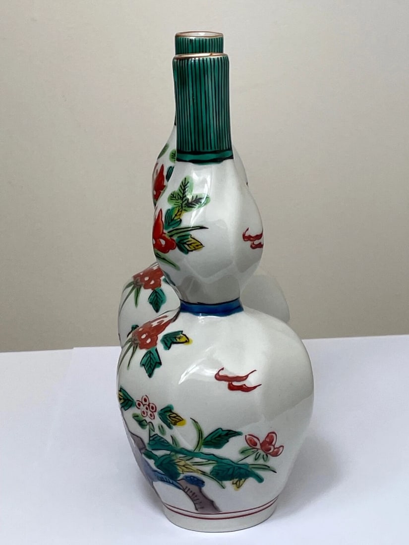 Pair Fine Antique 19th Century Japanese Meiji Double Gourd Porcelain Vases - 2