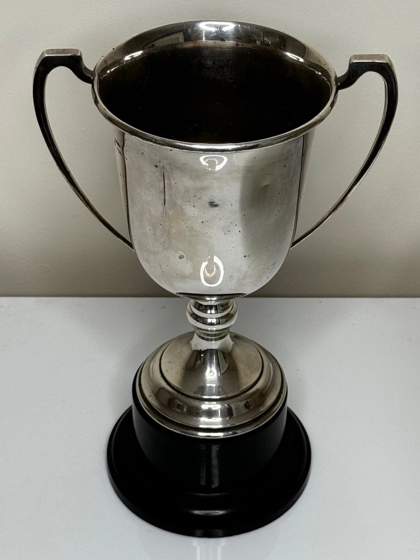 British Hallmarked Silver Plate Round Sporting Pigeon Racing Trophy Winners Cup - 2