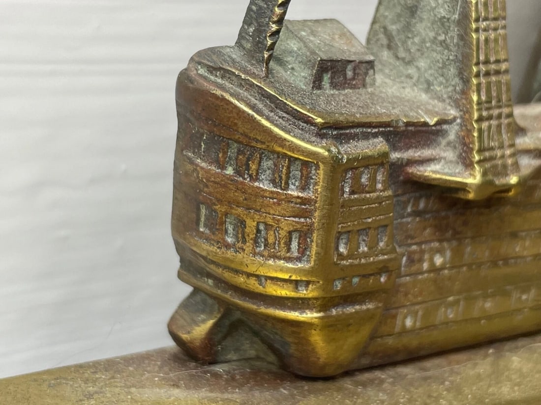 Antique English Victorian 19th Century Brass HMS Victory Door Porter Stay Stop - 7